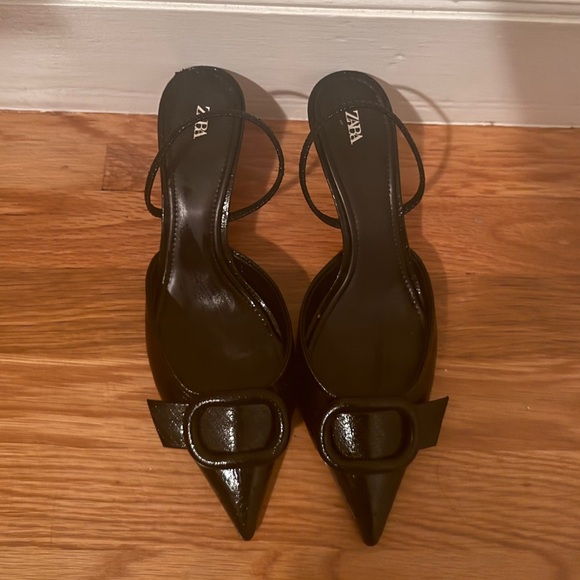 Zara Black Women's Slingback Heal - Picture 2 of 5